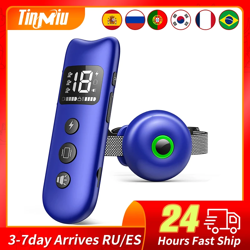 

TinMiu Electric Dog Training Collar 2000ft Remote Control IPX7 Waterproof Rechargeable Vibration Anti Bark Shock Collars For Dog
