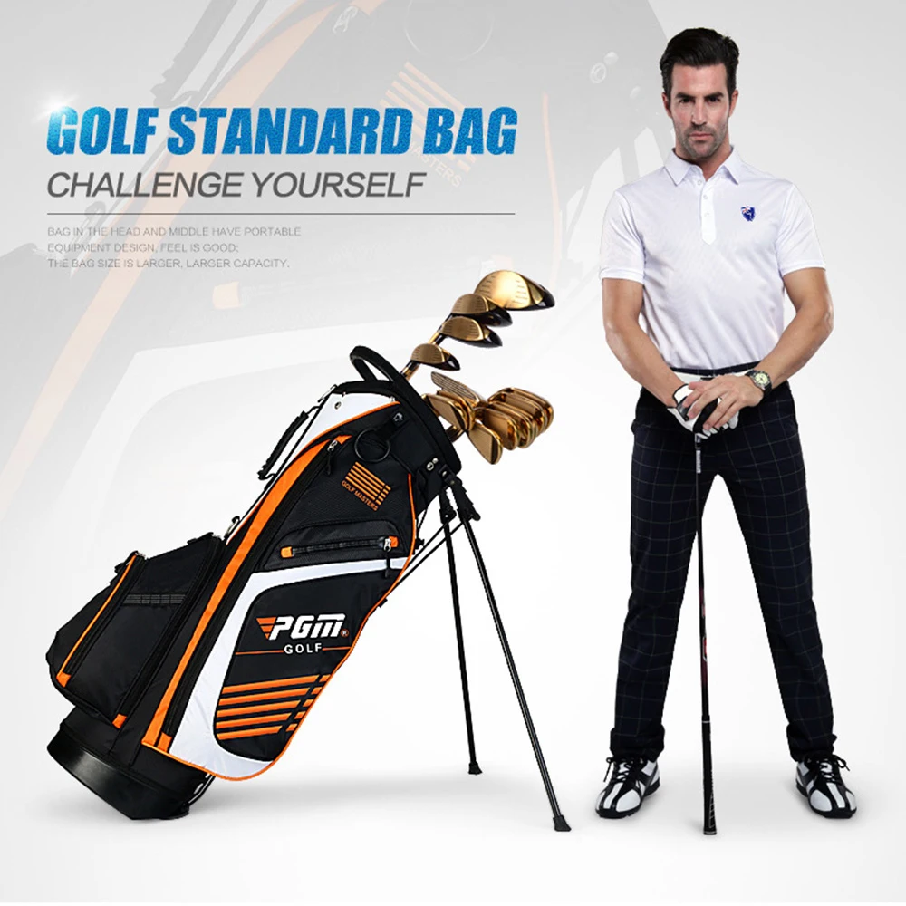 

Сумка для гольфа PGM, Портативная сумка с кронштейном для гольфа, двойной наплечный ремень, нейлоновая водонепроницаемая сумка для клюшек с 14 портами