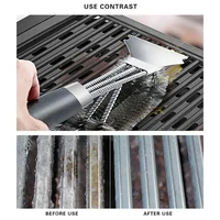 Brosse et grattoir de gril sûrs avec poignée de luxe, brosse de nettoyage de gril, accessoires de brosse de gril à poils en acier inoxydable, 1/2 pièces 4