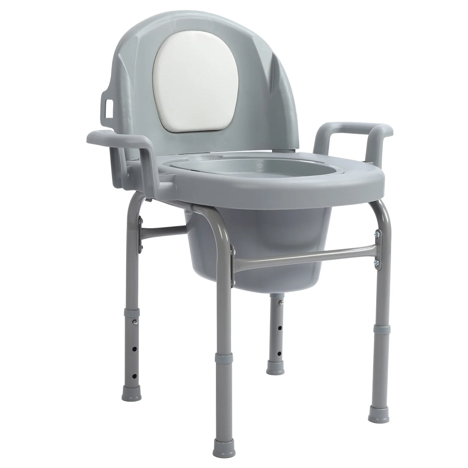 Bedside Commode Toilet Bedside Commode Armrests 3 Levels Height Adjustable with 2 Internal Buckets for Squat Toilet for Elderly 2