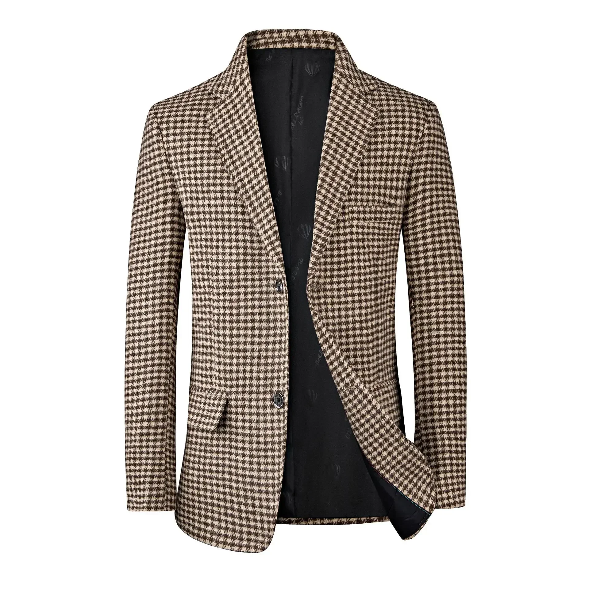 

Men's Business Casual Plaid Blazer Spring Autumn Korean Style Slim Suit Jacket Brown Camel Gray White Coat Wedding Dress Party
