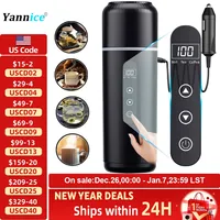 Electric kettle 12V 24V portable car heating cup 500 ml travel heating smart stainless steel insulation artifact OLED display