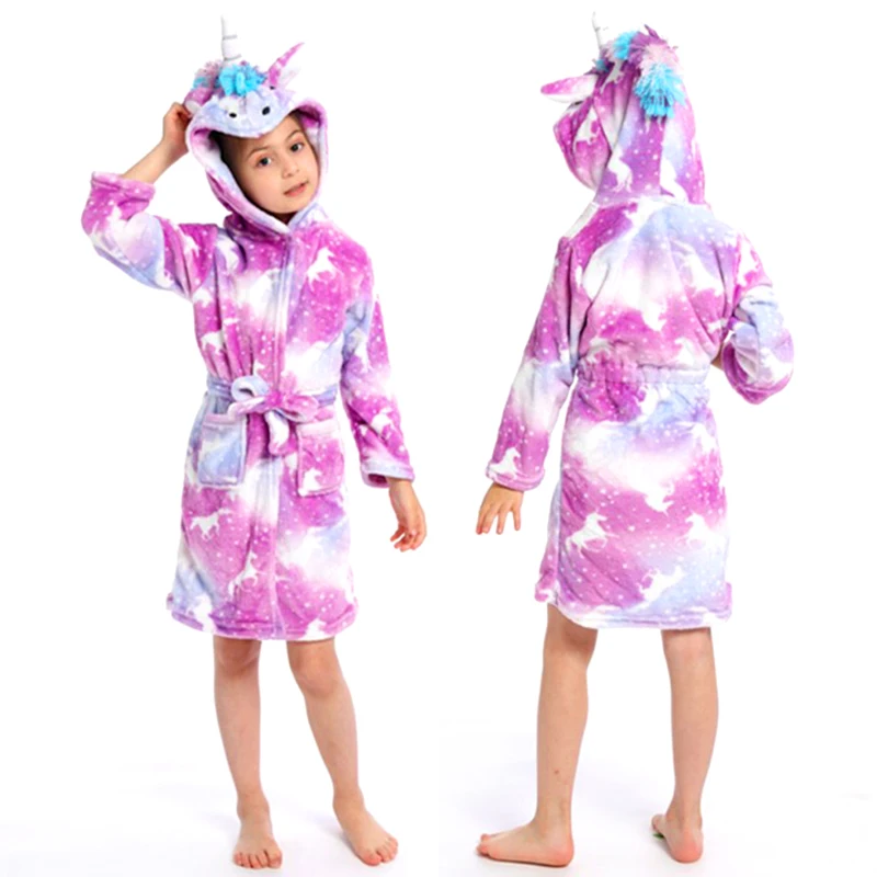 2DXuixsh Pyjamas D'Hiver Pour Tout-Petits Garçons Filles Peignoirs De Bain Dessin Animé à Capuche Chaud En Flanelle Robe De Nuit Vêtements De Maison En Polaire Noir Taille 130