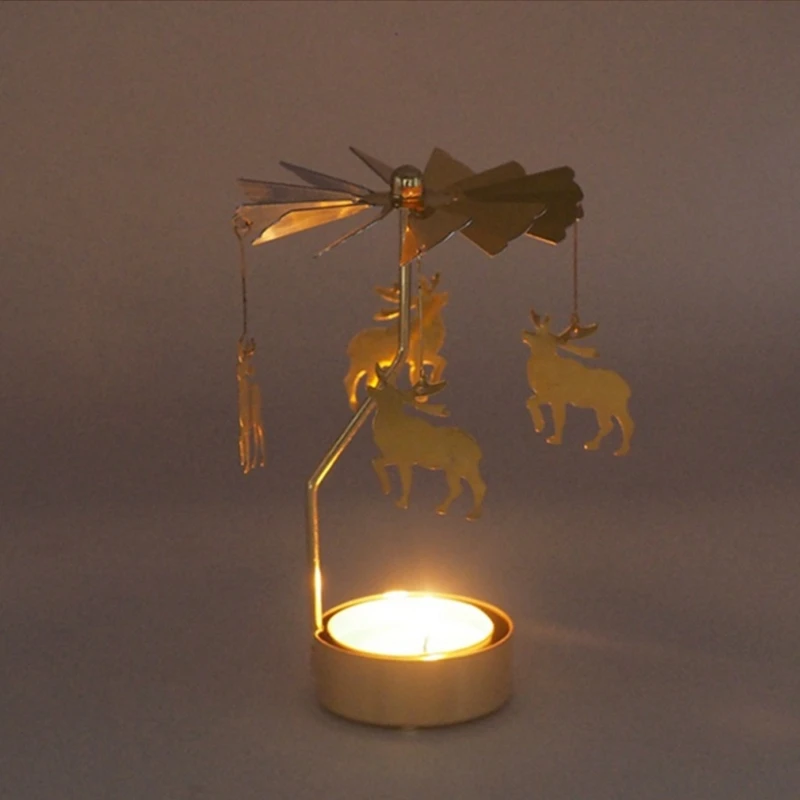 Spinning Rotary Carousel Tea Light Candle Holder Stand Light Gift Wedding Decor candle holders