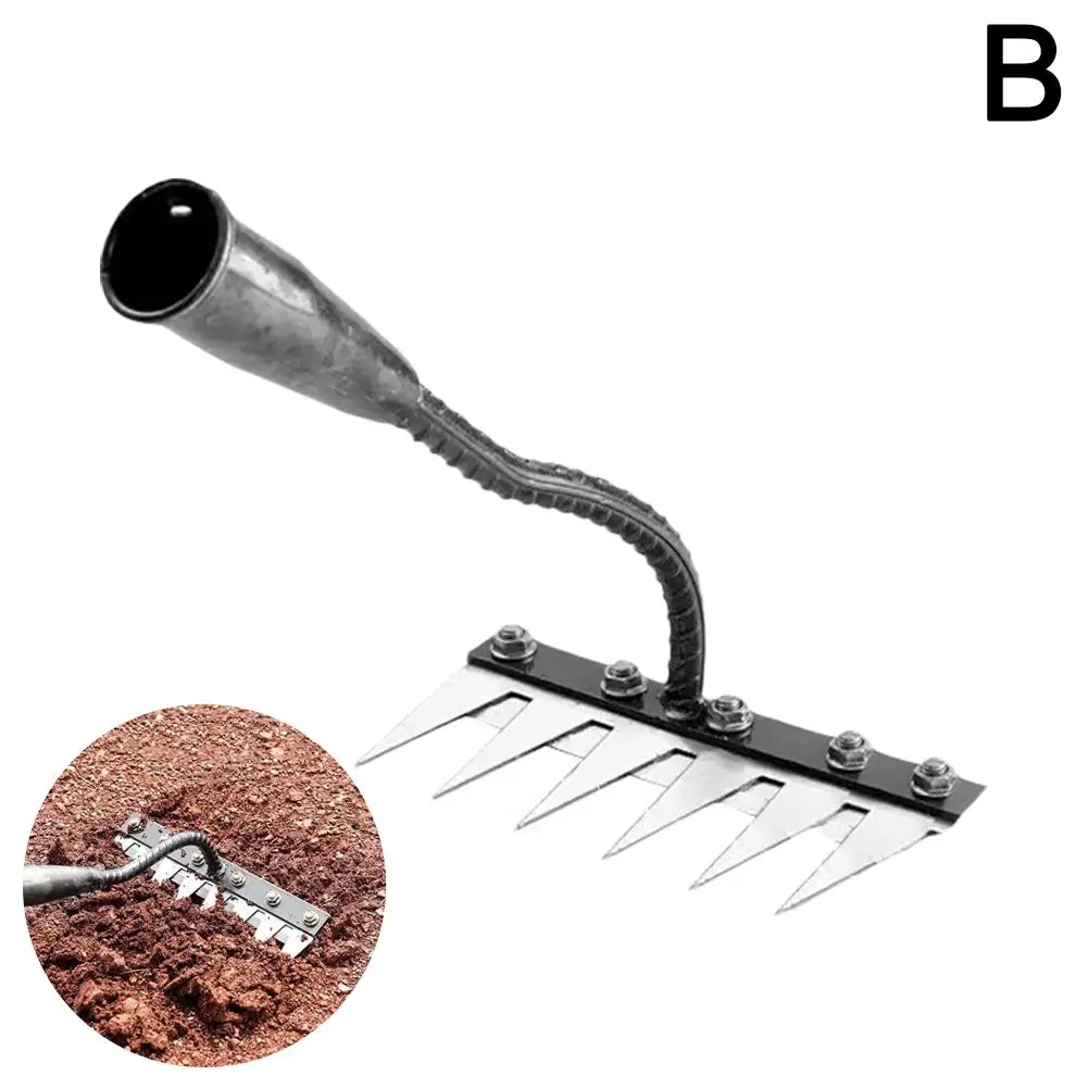 8-tooth carbon steel garden weeding rake Garden metal digging planting heavy digging spade flower and tool duty G4B6 5