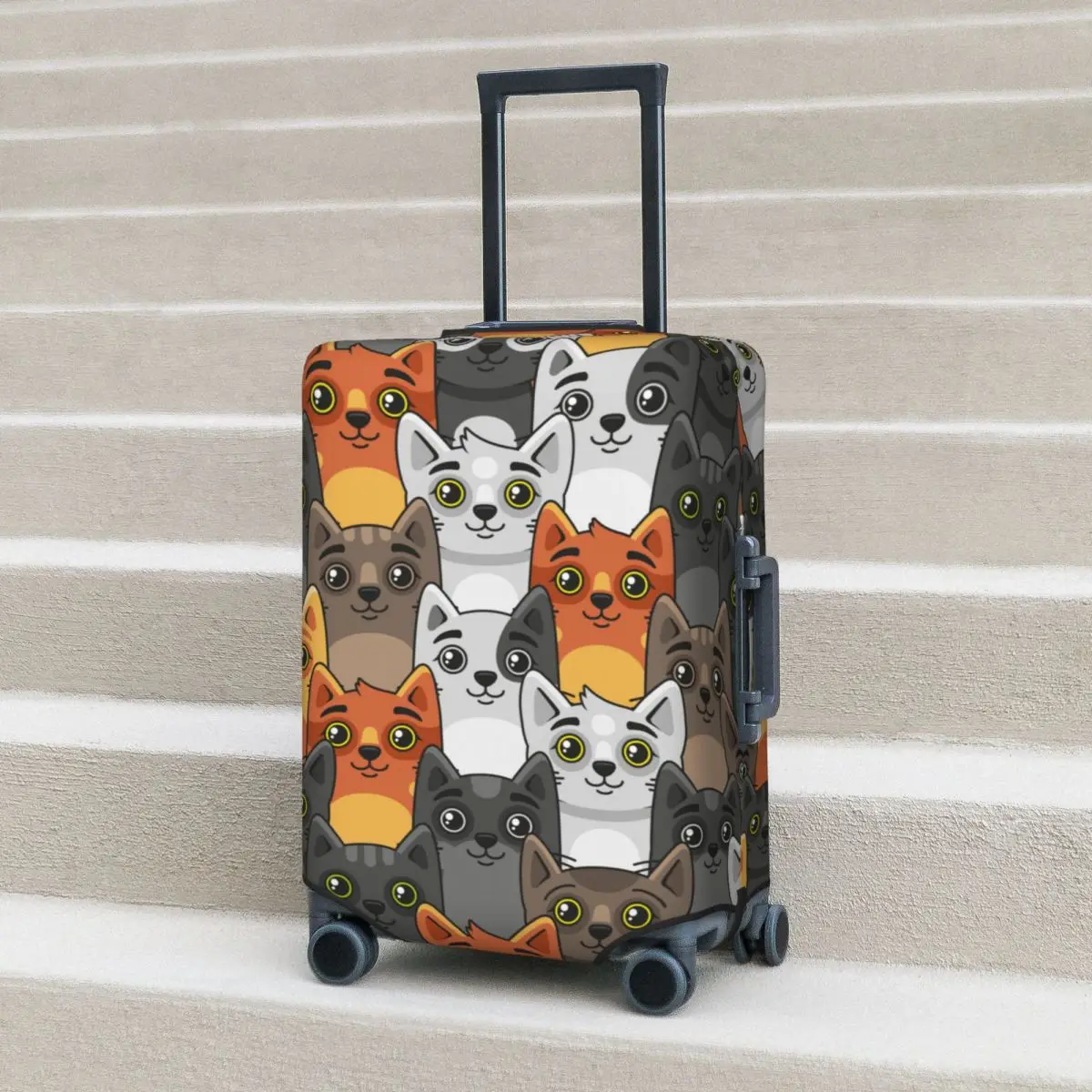 

Cat Cartoon Suitcase Cover Cute Animal Pattern Funny Travel Protector Vacation Practical Luggage Accesories