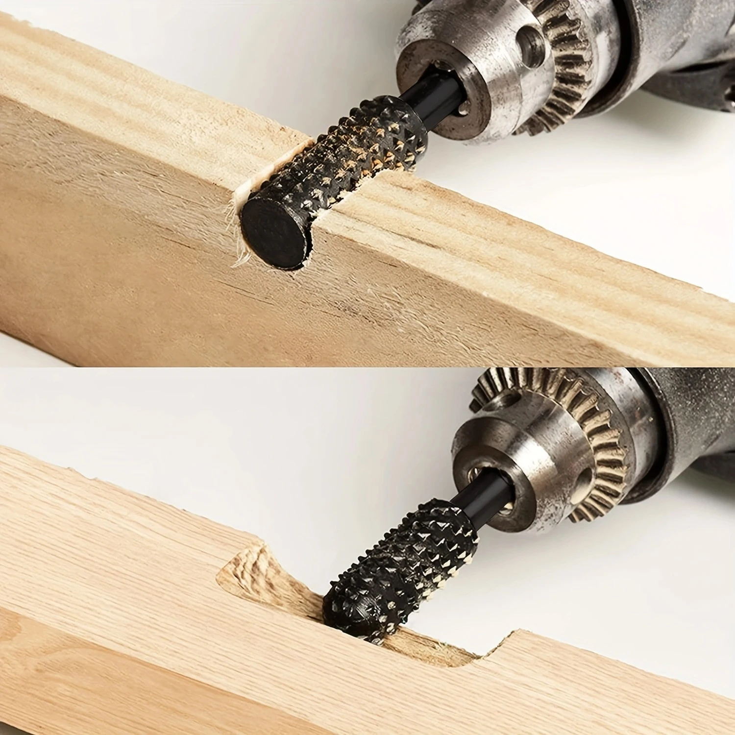 5pcs/10pcs Wood Carving File Rasp Drill Bit, 1/4" 6mm Rotary Rasp Drill Bit Set, DIY Woodworking Rotating Embossed Chisel Shaped