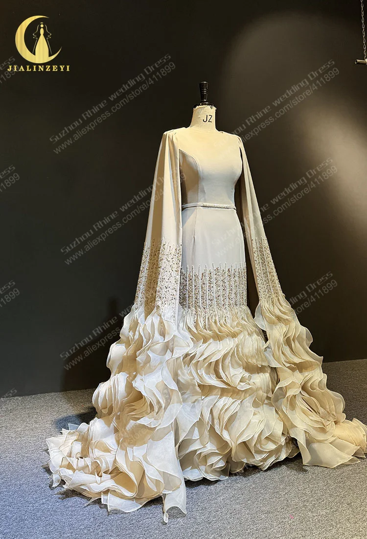 carolina herrera beaded dress Zapakasa Women Sparkly Champagne Beaded Long Mother of the Bride Dress with  Sash Round Neck Ruched Mermaid Evening Dress