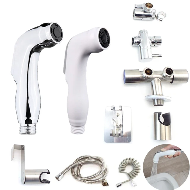 hand bidet Sprayer ABS wc Toilet Water spray faucet enema cleaner wash Gold  silve shower head valve hose kit douchette Bathroom - AliExpress