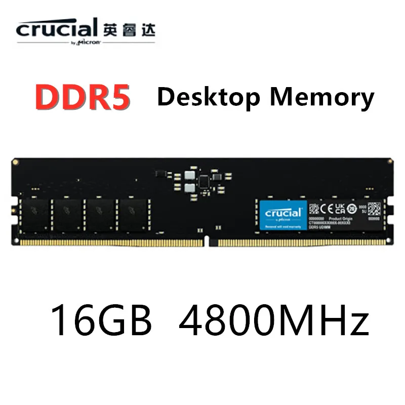 Original Crucial Ram Ddr5 16gb 32gb 4800mhz Udimm Cl40 1 1v Desktop 