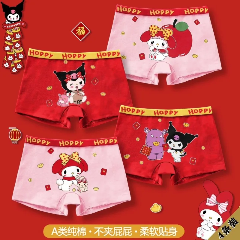 

Новые мягкие и удобные дышащие трусы-боксеры Kuromi cute Stellalou с мультяшным рисунком для детей и девочек из чистого хлопка