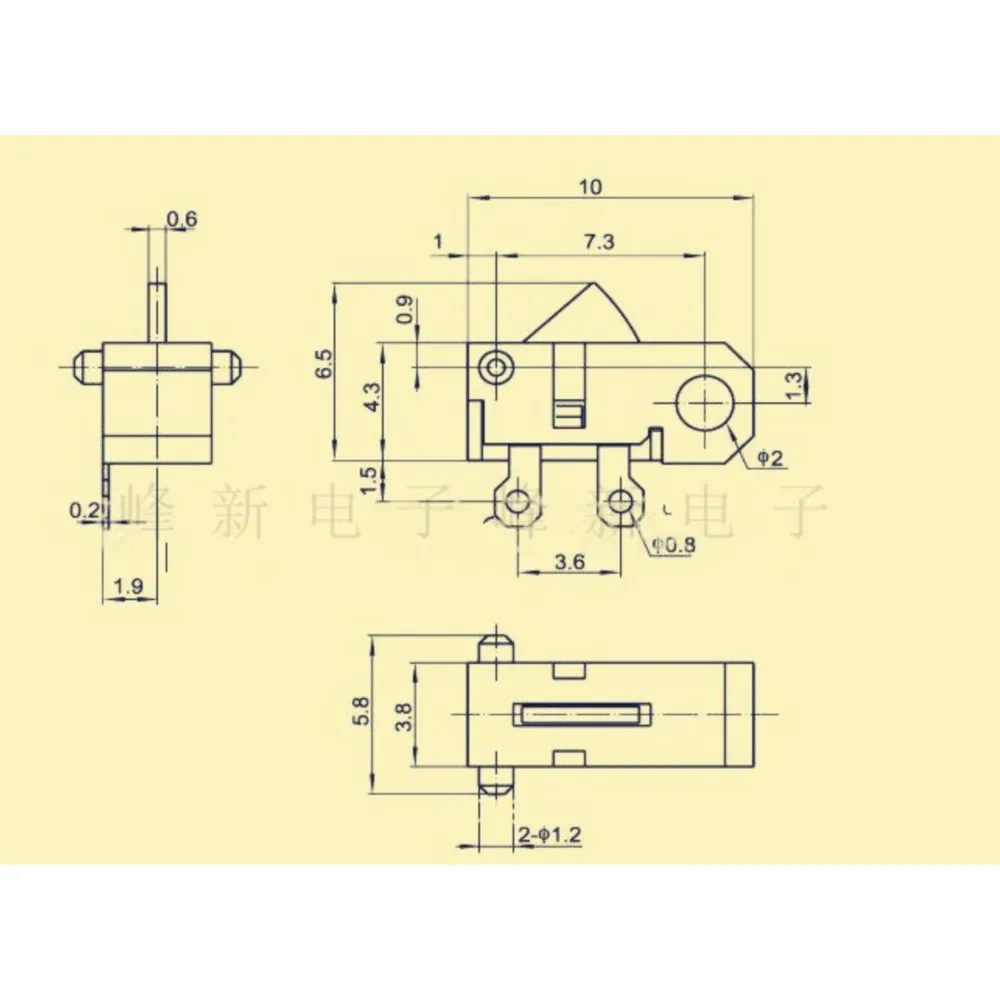 Left And Right Direction 2-foot Detection Switch Normally Open Micro Travel Limit Silent Switch Mute Micro-motion With Hole