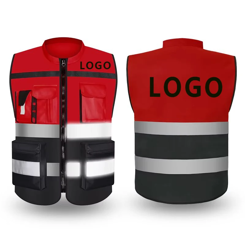 High Visibility Multi Pocket Oxford Fabric Reflective Safety Vest Night Riding