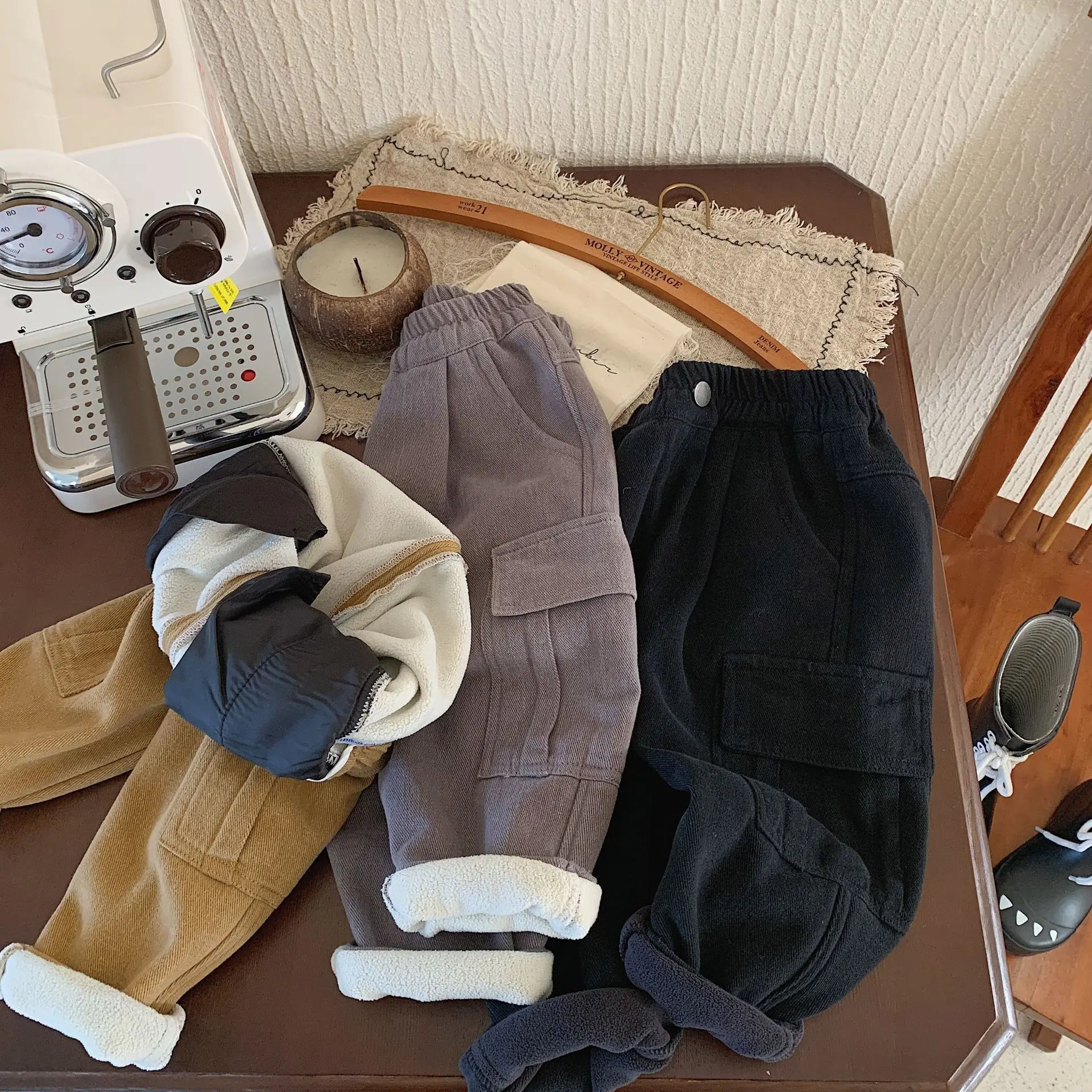 

Children Boys Winter Thick Pants Baby Boy Girls Casual Plus Velvet Warm Trousers 2 3 4 5 6 7 8 9 10 11 12 Years Clothes Black