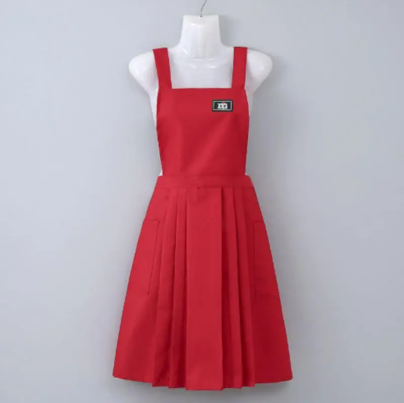 1Pc Waterproof Oil Resistant Pleated Apron Women Summer Restaurant Kitchen Fashion Work Clothes Dirt Resistant Apron