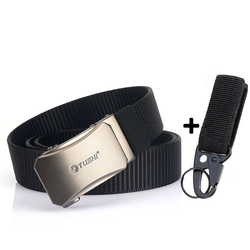 TRIPLE INFINITY 2021 Thick Nylon Men Belt Casual Outdoor Tactical Belt For Jeans Pants Durable Metal Automatic Buckle Male Belt comfort click belt Belts