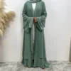 Mode mousseline de soie Abaya Kimono dubaï musulman Cardigan Abayas femmes Robe décontractée femme Islam vêtements avec ceinture