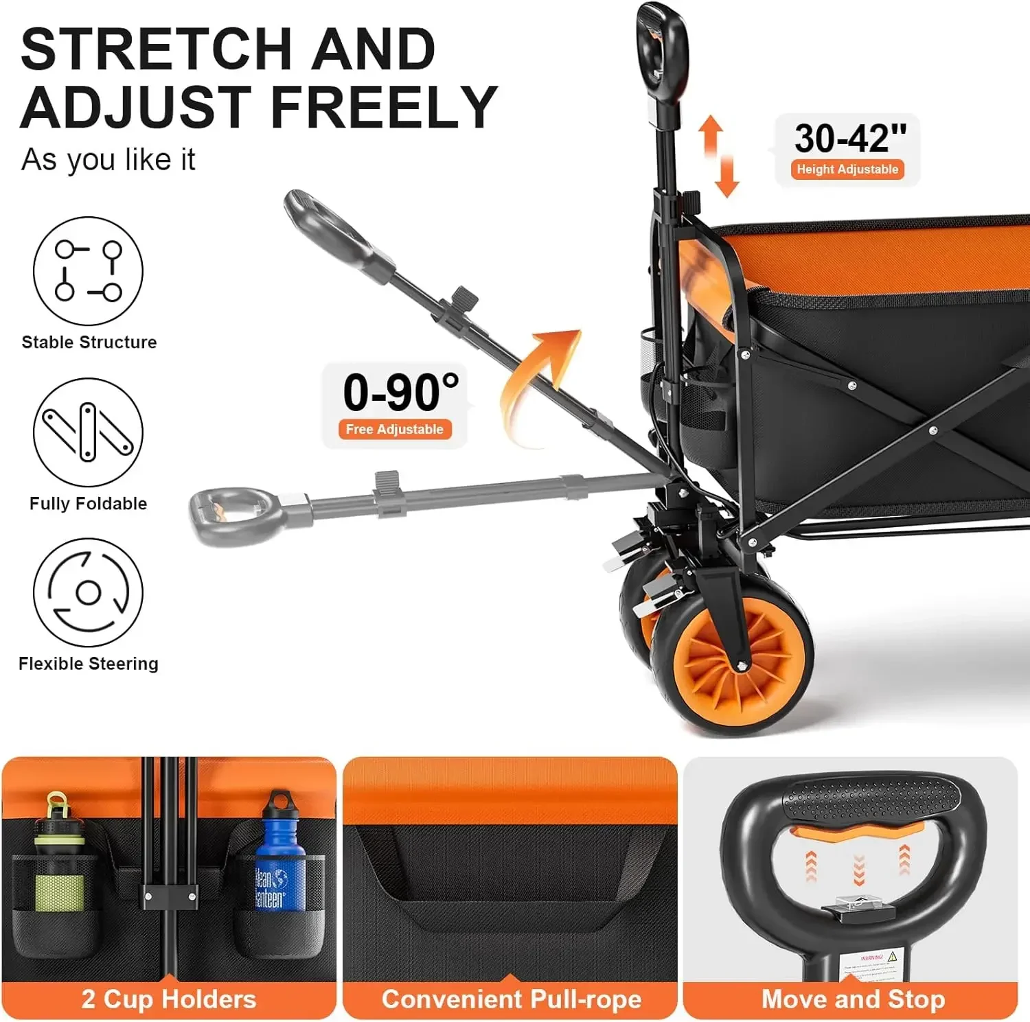 Electric Assistance Collapsible Folding Garden Wagon 300LBS Grocery Cart with Big All Terrain Wheels Portable for Camping