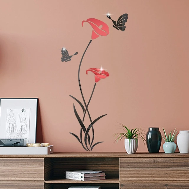 Pegatina de espejo de pared 3d, Espejos decorativos, Adhesivo de pared DIY,  flor de sol, pegatinas de decoración de habitación estética para sala de  estar - AliExpress