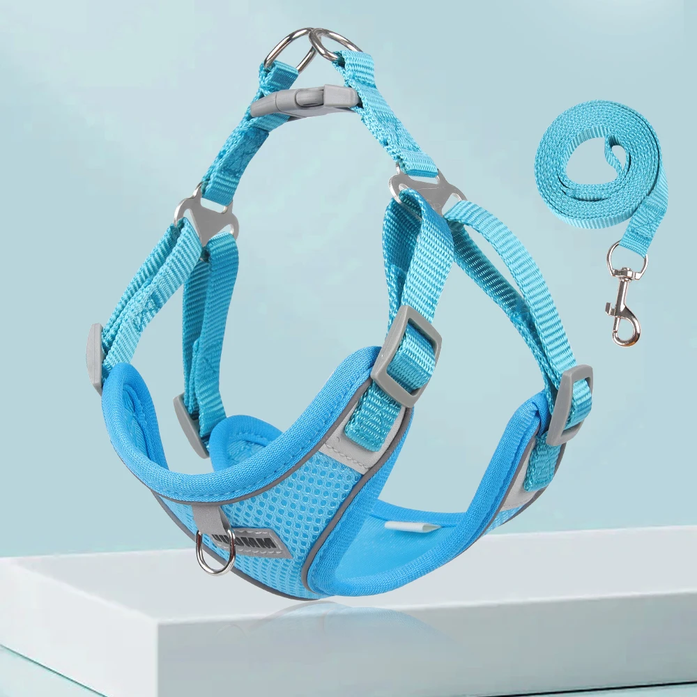 Dog Leash Cute Vest For Small Pets Kittens Undershirt Type Breathable Adjustable Chest Harness Outdoor Walking Pet Supplies