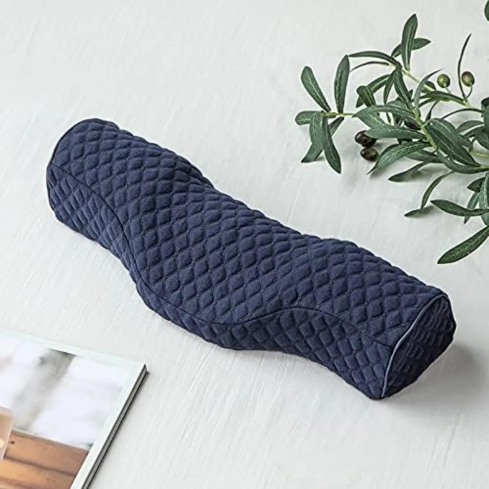 Neck Pillow Cervical Pillow Cylindrical Memory Foam Stiff Neck Pain Relief Sleeping Travel Bolster Pillow for Bed Back Sleepers 6