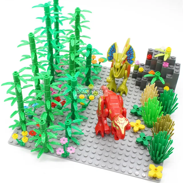Marumine MOC Tree Plant Accessories Parts Building Blocks Compatible Flower Green Grass Bush Leaf Jungle Garden Set City Bricks 3