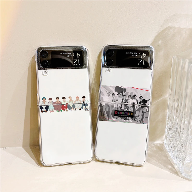 Hard Transparent Slim Phone Cover For Z Flip3 Korean Cartoon Funda For Samsung Galaxy Z Flip 3 5G Kpop Song 'Life Goes On' Case case for samsung z flip 3