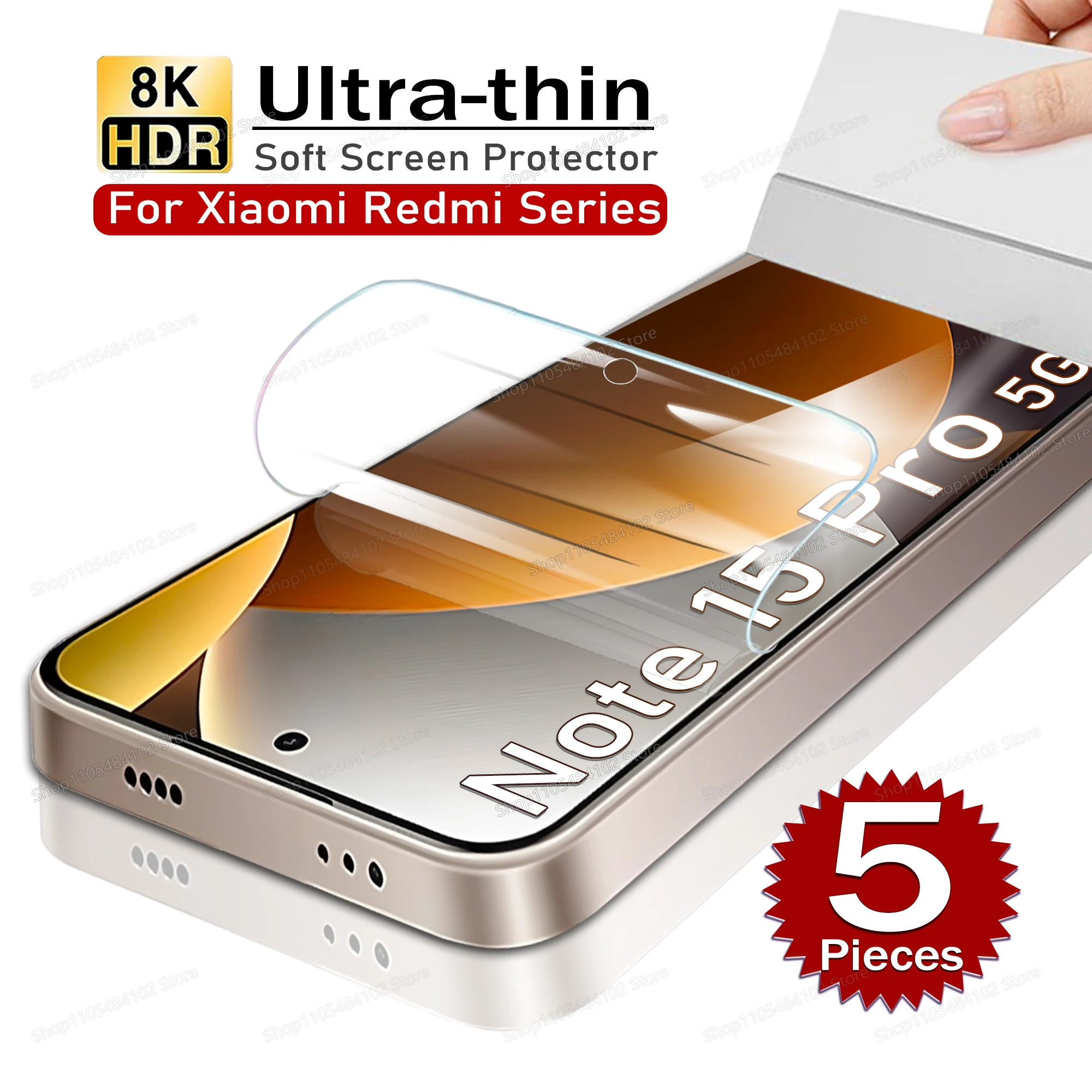 Ultra-Thin Full Clear Soft Hydrogel Screen Protector, 5-Pack
