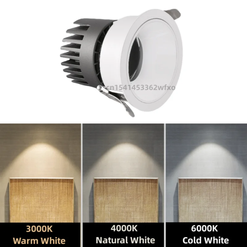 Description Picture 4 of itemDimmable AC85V-265V LED downlight Spotlights 5W7W10W12W18W20W24W30W Sky light embedded anti-glare indoor COB interior decoration