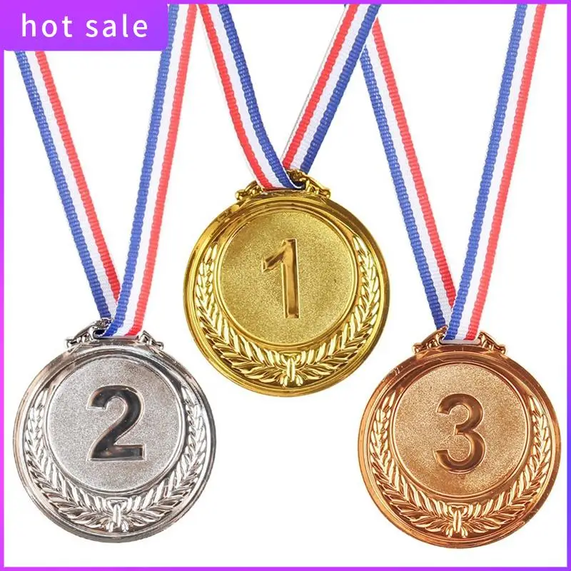 LICG-3 Medals, Gold, Silver, Bronze, Winners Medal With Ribbon 1St 2Nd 3Rd Children Metal Medal, Style Winners Medal