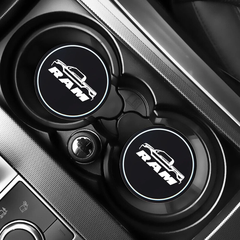 Car Coaster Pads 2Pcs Car Coasters Water Cup Slots Non-Slip Mat Waterproof Water Cup Mat Drink Pad For Dodge Ram 1500 2500 3500 Car Accessories cup holder coasters,car coaster pads