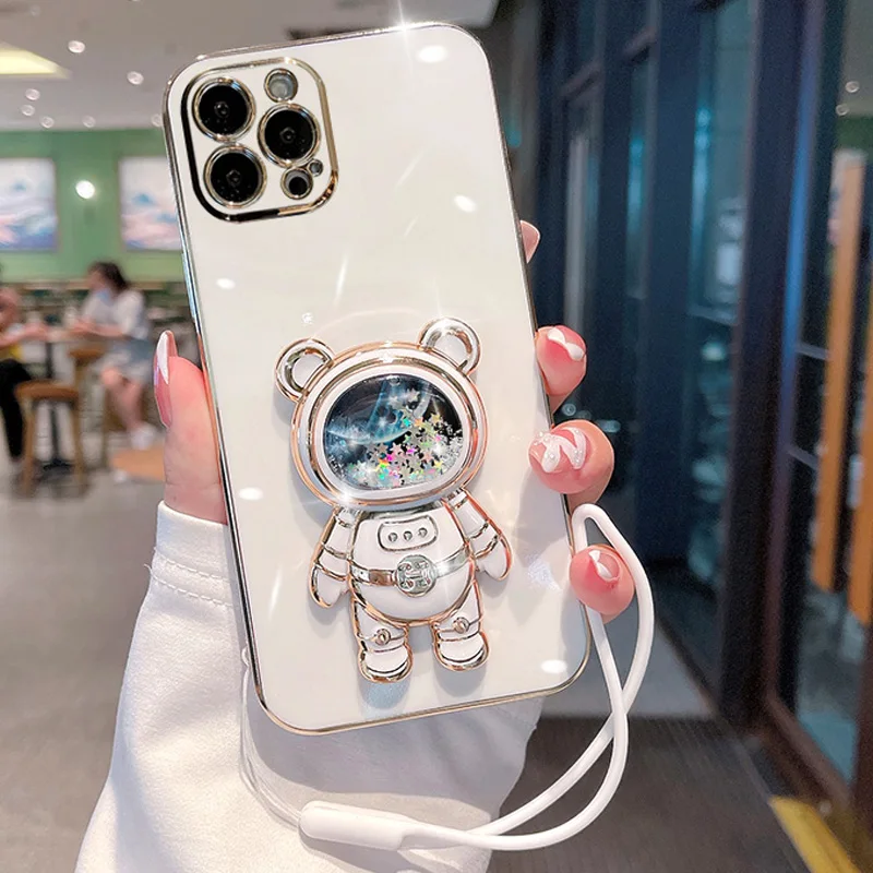 Per Oppo Find X5 Custodia Quicksand Space Bear Custodia Pieghevole Per Cordino Per Oppo Find X5 Pro Find X3 Findx5 Pro Cover In Silicone