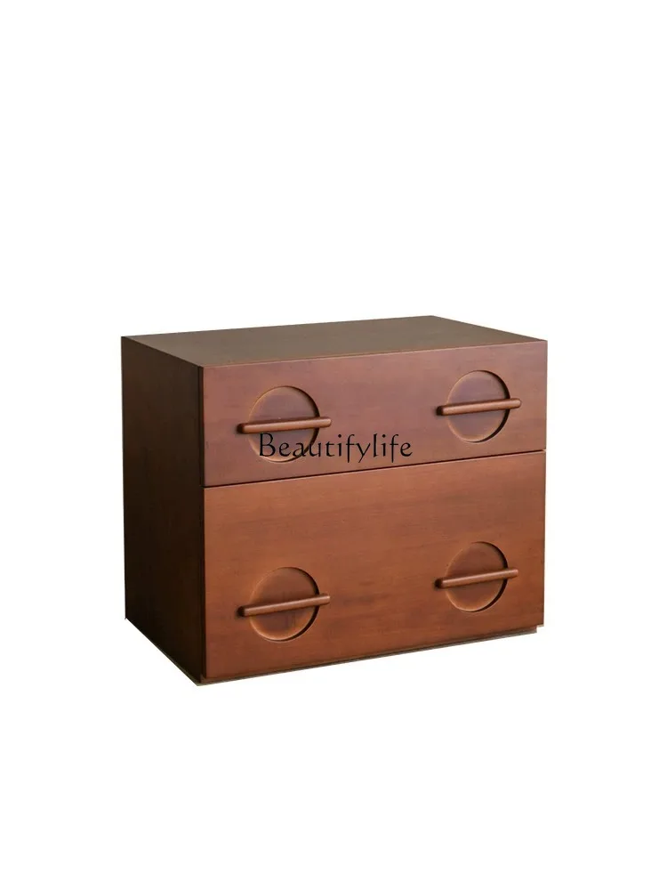 

Nordic Solid Wood Chest of Drawer Bedroom Storage Module Retro Storage Bedside Table