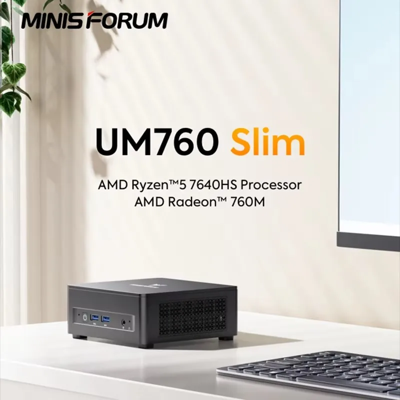 MINISFORUM Mini PC Gamer UM870 Slim AMD Ryzen 7 8745H R5 7640HS USB4.0 2*DDR5 2*PCIE4.0 2.5G LAN Windows 11 Mini Computer WiFi6E 4
