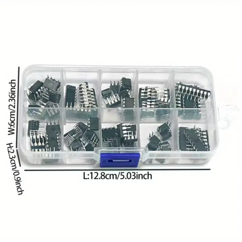 85-Piece Integrated Circuit Chip Kit with Multiple IC Specifications