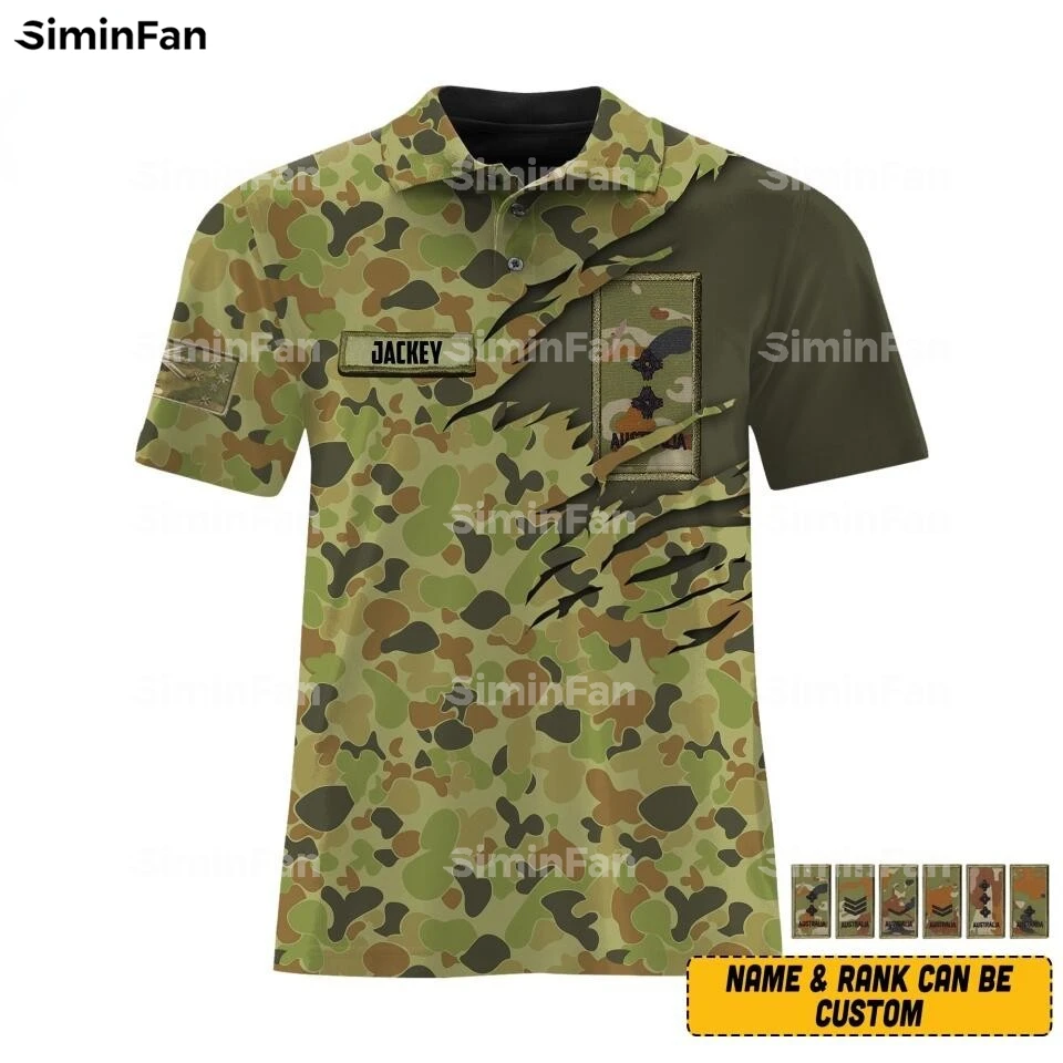 

AUSTRALIA VETERAN SOLDIER ARMY CAMO 3D Full Printed Polo Shirts Men Female Top Summer Tee Short Sleeve Unisex Casual Streetwear