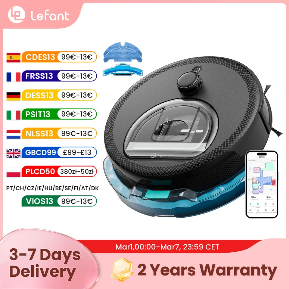 Lefant M330 Pro M330S Robot Vacuum and Mop combo, 5000Pa,dTOF