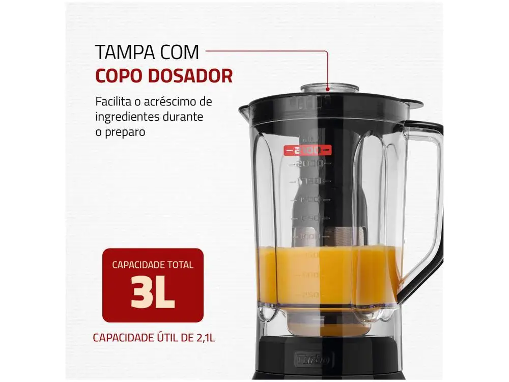 Liquidificador Mondial Turbo L-1200 BI com Filtro 12 Velocidades 1200W Inox Preto - 120V 6