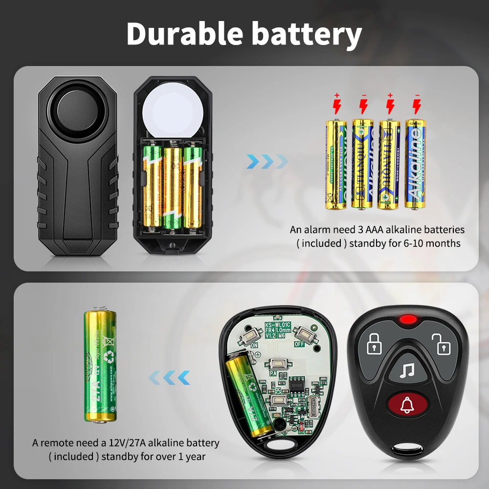 Camaroca Wireless Bicycle Alarm IP55 Waterproof Motorcycle Bike Alarm Remote Control Anti theft Security Protection Smart Home