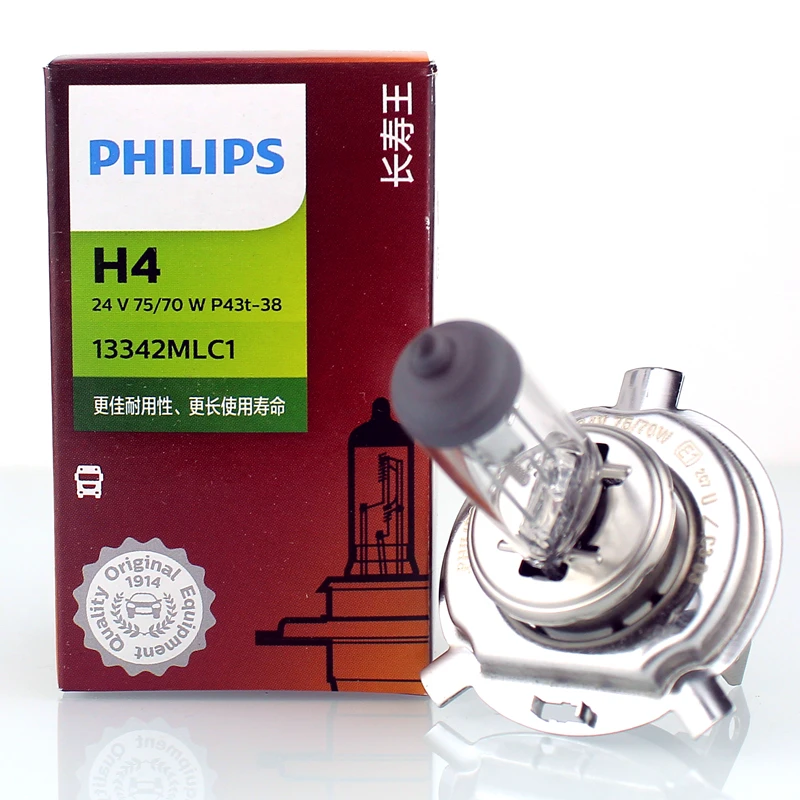 필립스 24V 트럭 헤드라이트 전구 H4 24V 75/70W P43t-38 13342MLC1 추가 수명 ECE R37