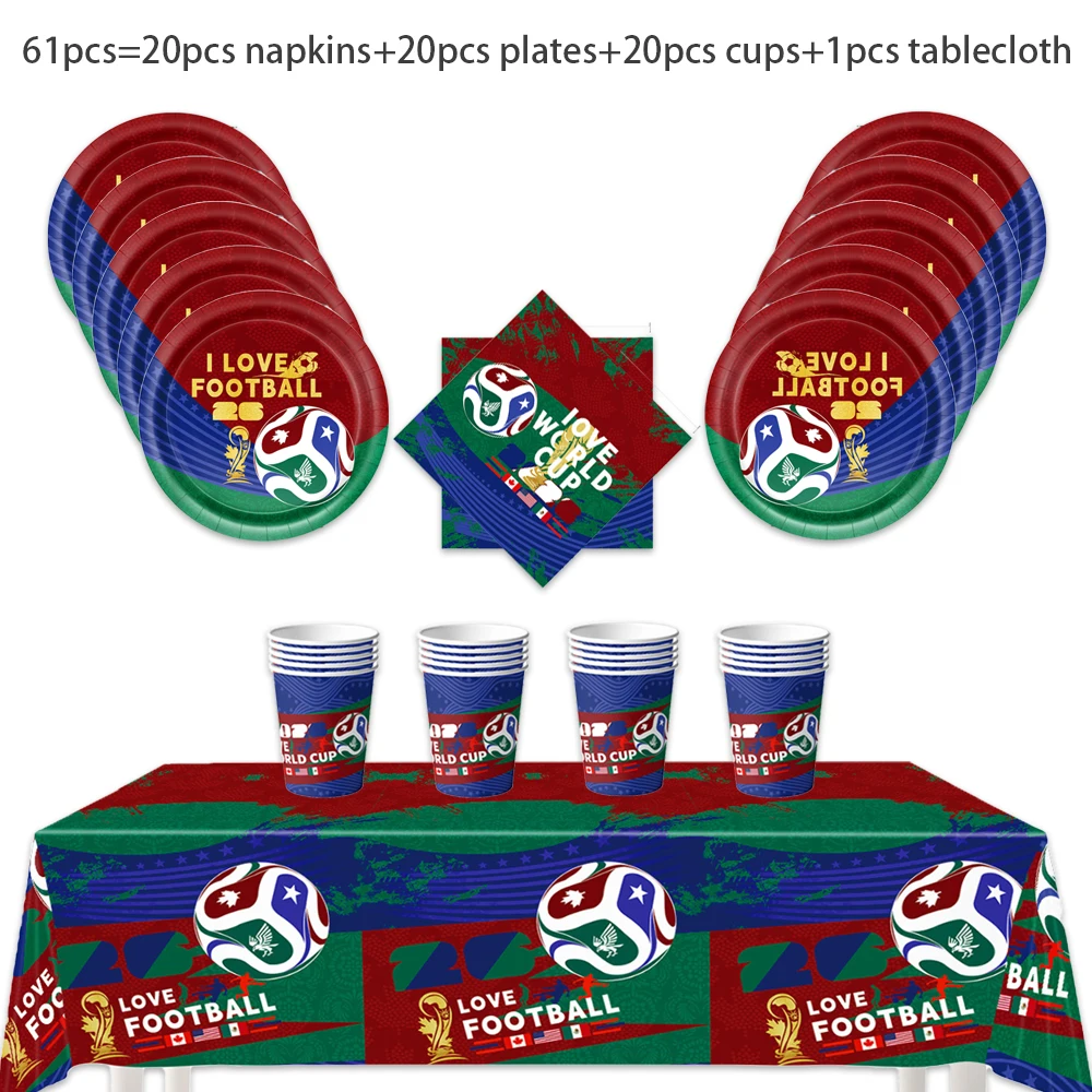 61pcs/set 2026 football soccer birthday decoration disposable dishes paper cup plate napkin tablecloth birthday party supplies 61pcs/set 2026 Football Soccer birthday Decoration disposable dishes Paper Cup Plate Napkin Tablecloth Birthday Party Supplies 3