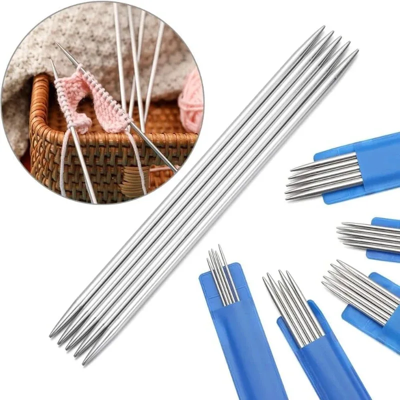 Stainless steel needles set 5Pcs/set 20CM 2-5MM DIY sweater weave craft double pointed straight knitting tools