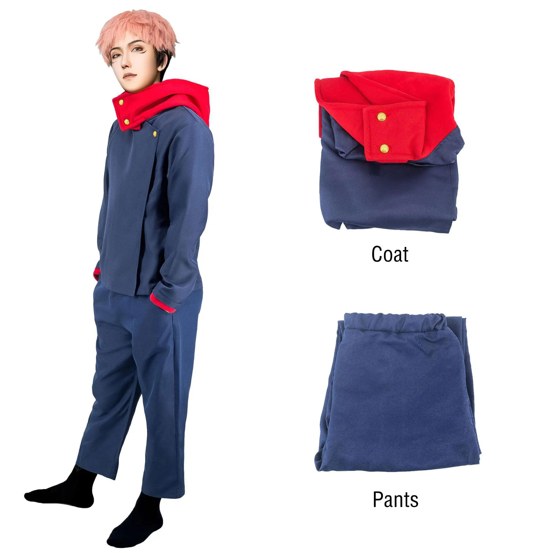 

Jujutsu Kaisen Itadori Yuji Cosplay Costumes Anime Top Pants Unisex Halloween Party Anime Uniform Set