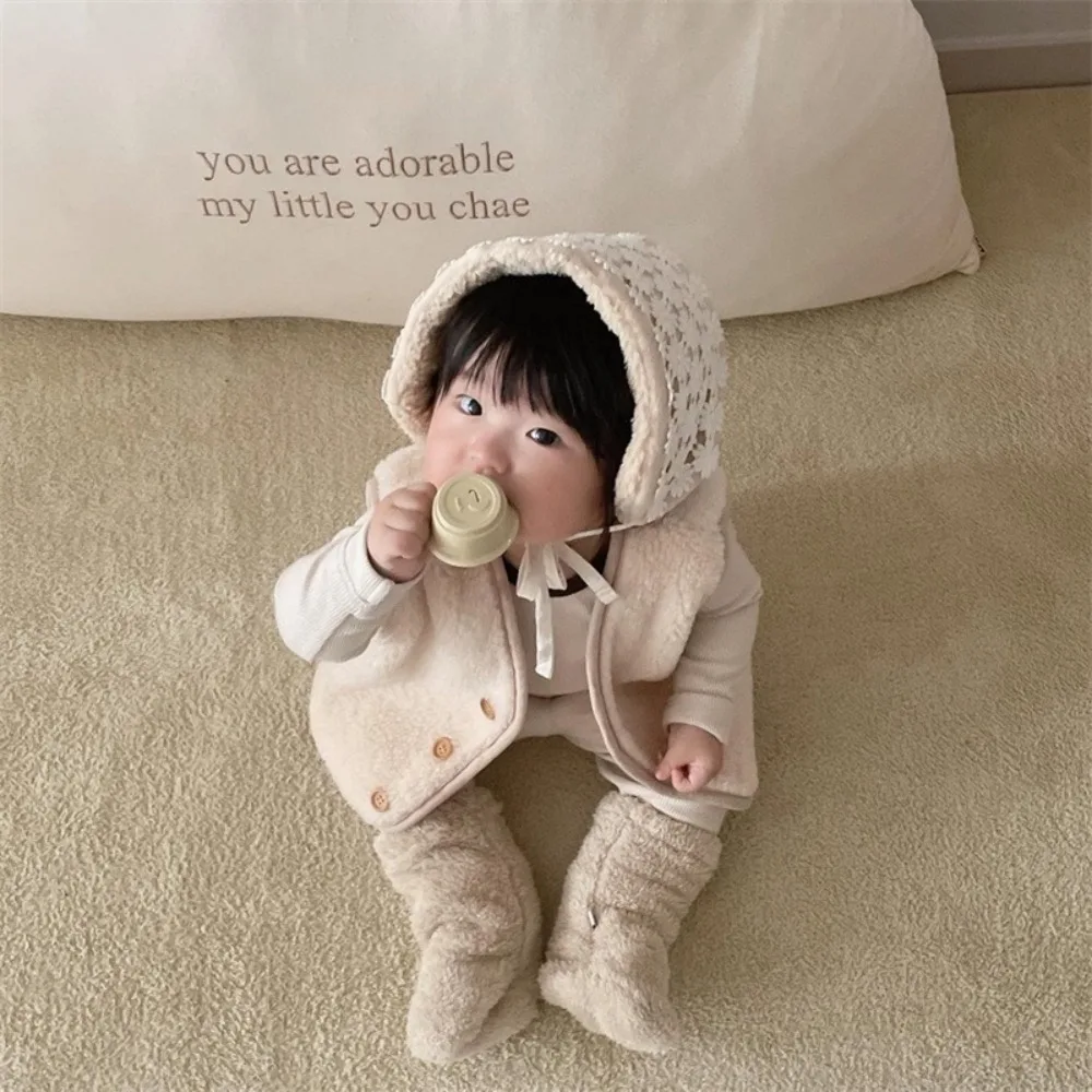 1 Pair Cute Thickened Newborn Baby Socks Solid Color Anti-slip Kids Floor Socks Warm Baby Foot Warmer Infant Winter