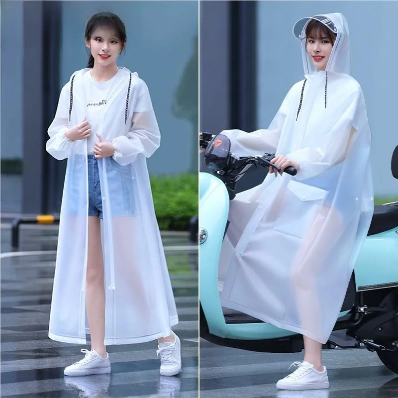 롱 버전 지퍼 레인코트 유니섹스 전기 자동차 성인용 투명 레인코트 여성용 일체..