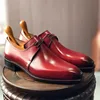 Genuine Leather Derby Shoes for Men Breathable Business Formal Shoes Handmade Wedding Shoes
