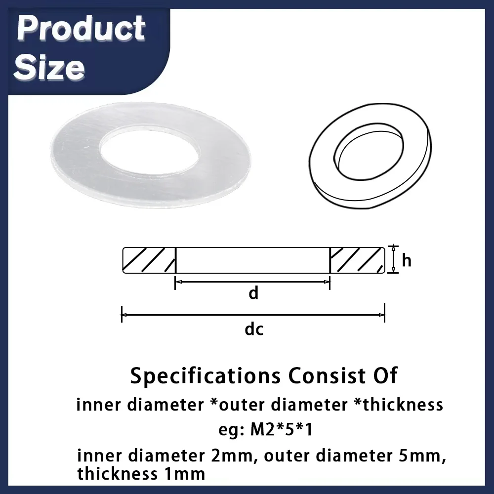 Hard PVC Plastic Insulation Transparent Gasket Ring Spacer Flat Washer M1.2 M1.4 M1.7 M1.8 M2 M2.5 M3 M3.5 M4 M5 M6 M8 M10 M12