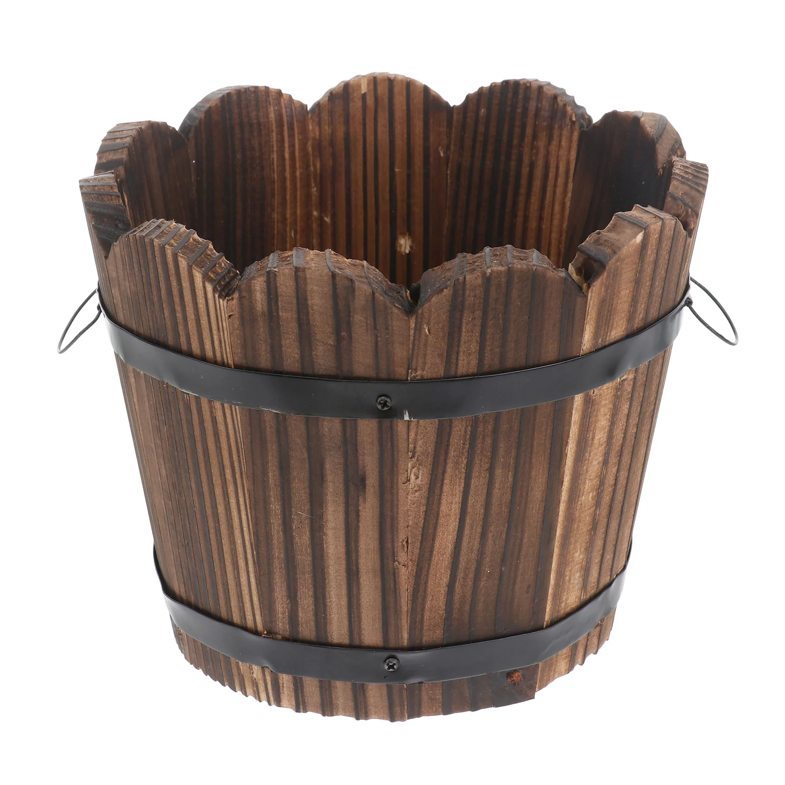 

Solid Wood Carbonized Flower Pot Desktop Decoration Pottery Greenery Succulents Plant Artificial