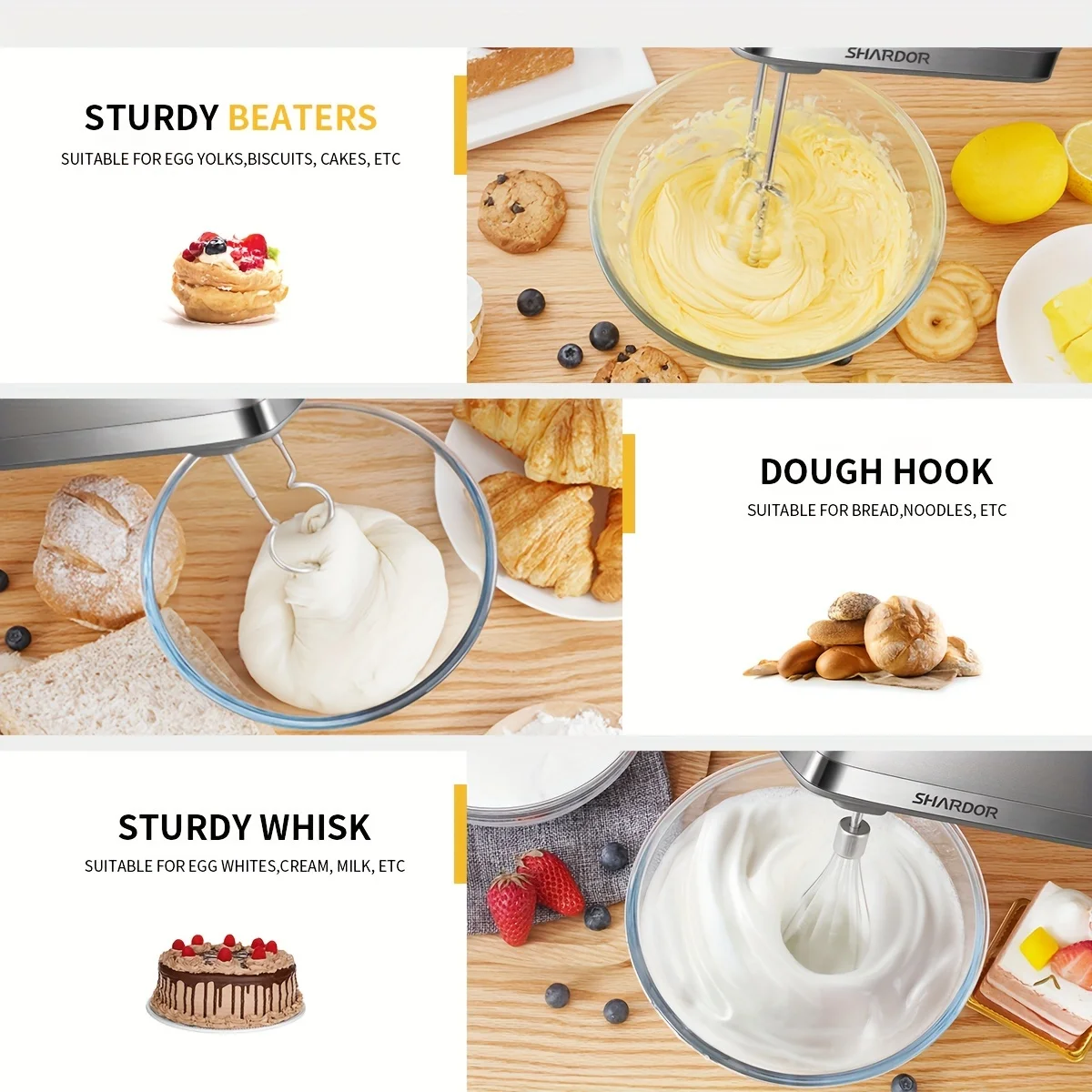 5-Speed Handheld Electric Mixer with Storage Case & Stainless Steel Attachments 6