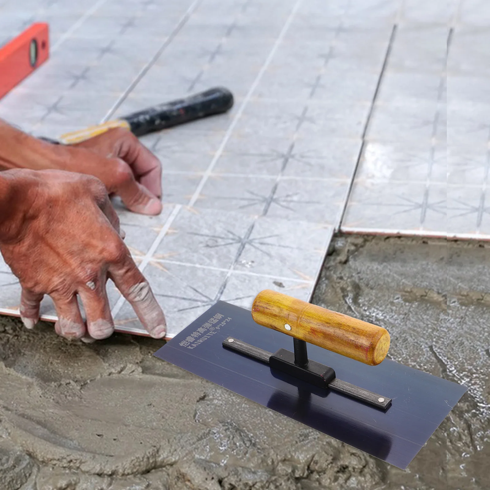 Finishing Trowel Hand Painted Plaster Wooden Handle Stainless Steel Brick Large Tool